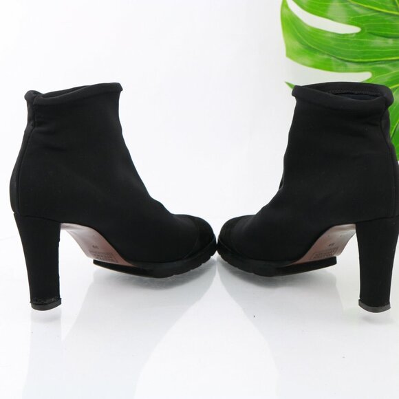 Walter Steiger Womens Boot Size 39 8 Black Neoprene Chunky Lug Sole Block Heel - Picture 8 of 12